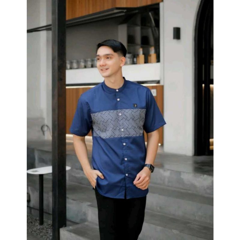 Baju koko pria motif etnic kombinasi Baju kurta pria dewasa kombinasi batik