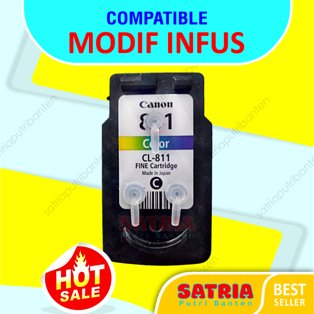 Cartridge Catridge Tinta Canon 811 CL-811 Color Siap Pakai Modif Infus Compatible iP2770 MP287 MP237
