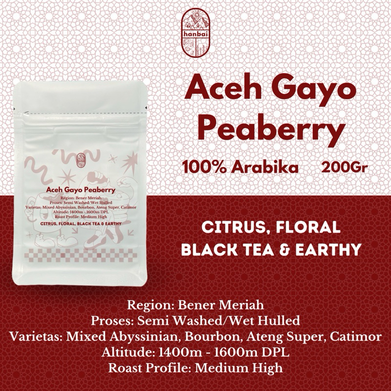 

BIJI KOPI ARABIKA ACEH GAYO PEABERRY (200Gr)