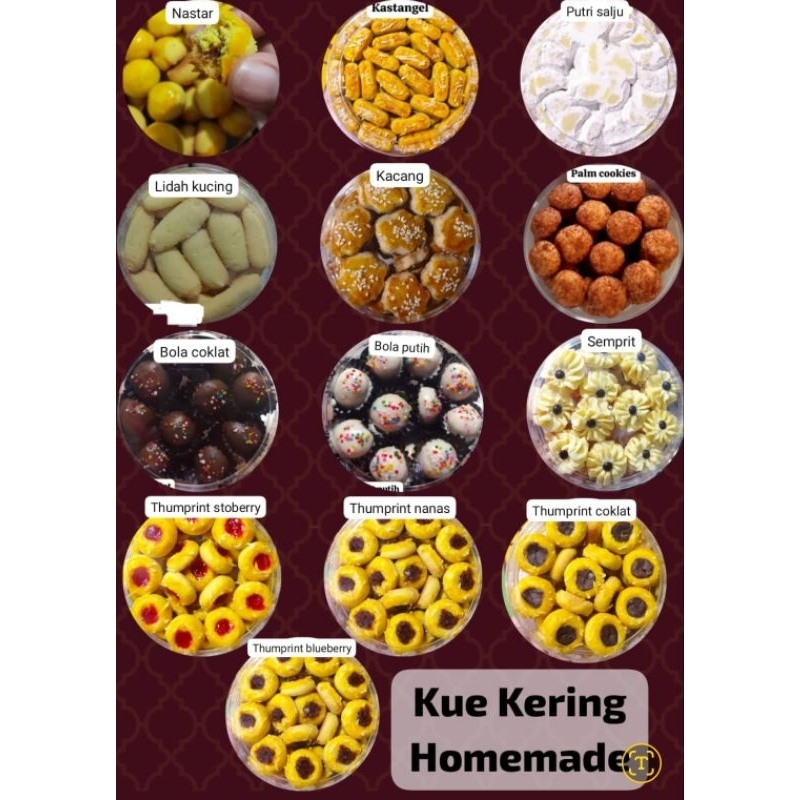 

Aneka kue kering lebaran / Nastar / Putri salju / Kastengel / Palm Cookies