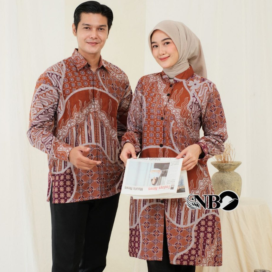 Couple Baju Batik UKURAN JUMBO Original Super Seragaman Batik Pakaian Pria Wanita Hem Kemeja Tunik B