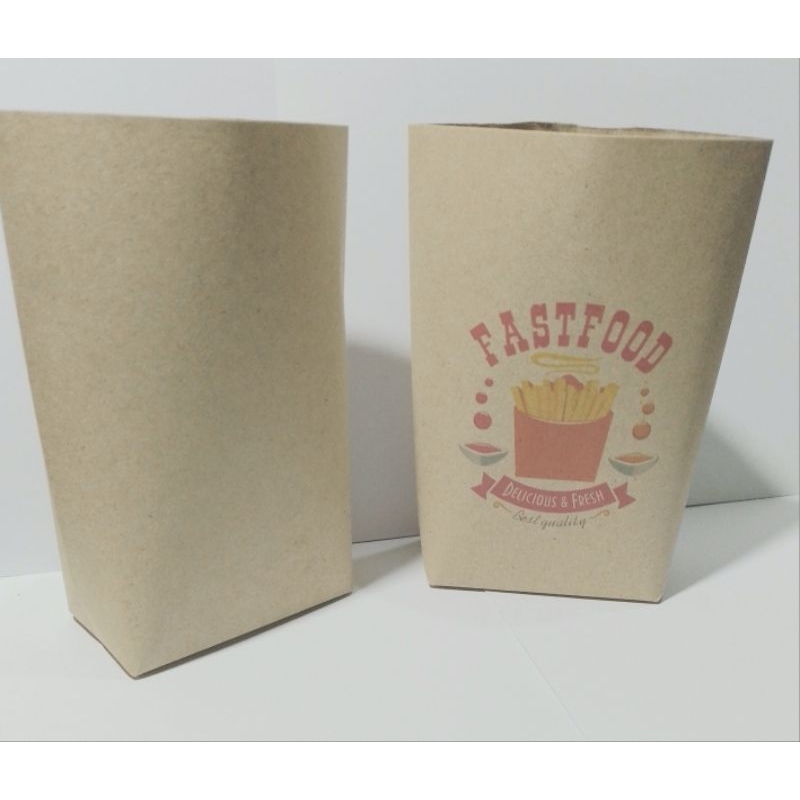 

Kantong kertas coklat Laminasi tahan minyak ukuran KECIL, COSTUM LOGO dan POLOS