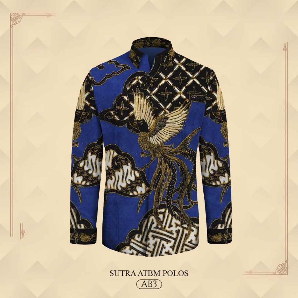 Kemeja pria lengan panjang pola batik tulis bahan atbm sutera premium baju batik tulis polosan pria 