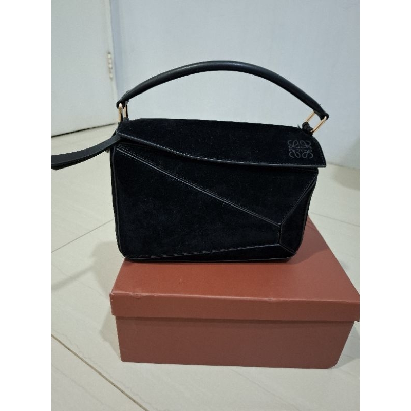 Preloved Loewe Bag Black Suede