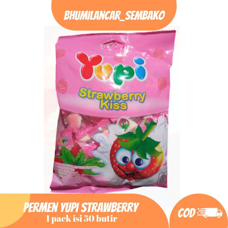 

permen yupi strawberry 1 pack isi 50 butir