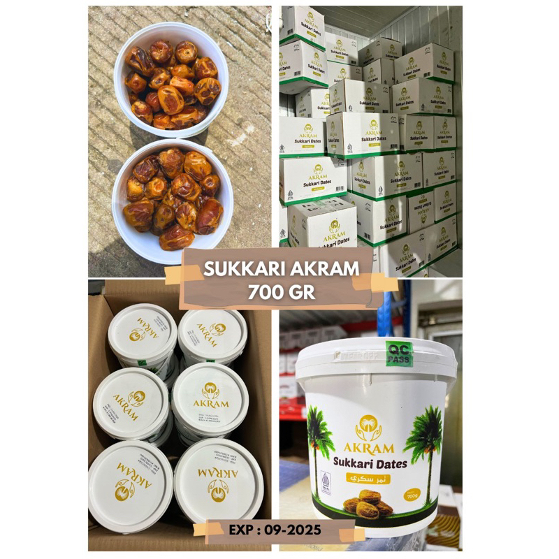 

Kurma Sukkari Akram Grade A 700gr Kualitas Premium / Kurma Sukari Ember