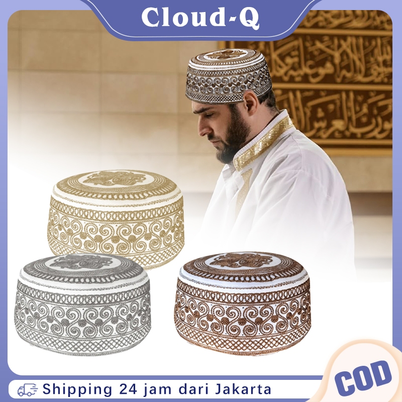 Kopiah Haji Motif Bordir Topi Haji Pria Peci Kopiah Haji Madinah Peci Sholat Topi Arabian