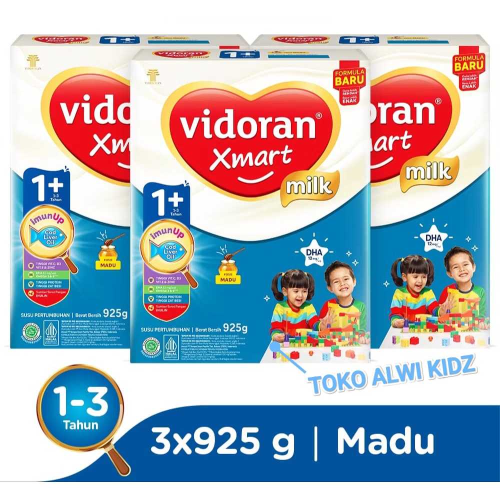 

Vidoran Xmart 1+ All Variant 925gr Susu Formula Pertumbuhan Anak 1-3 Tahun - 3 box