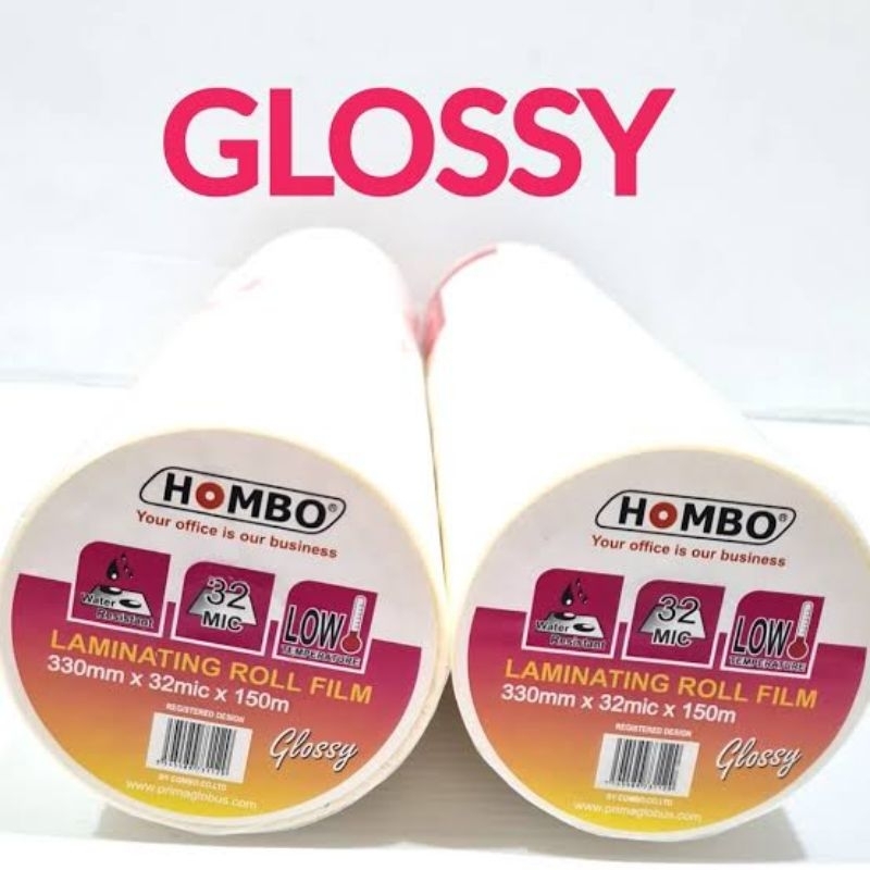 

LAMINATING ROL GLOSSY HOMBO 330MM X 150M 32 MICRON / LAMINATING ROL PANAS HOMBO 33CMX150MX32MC