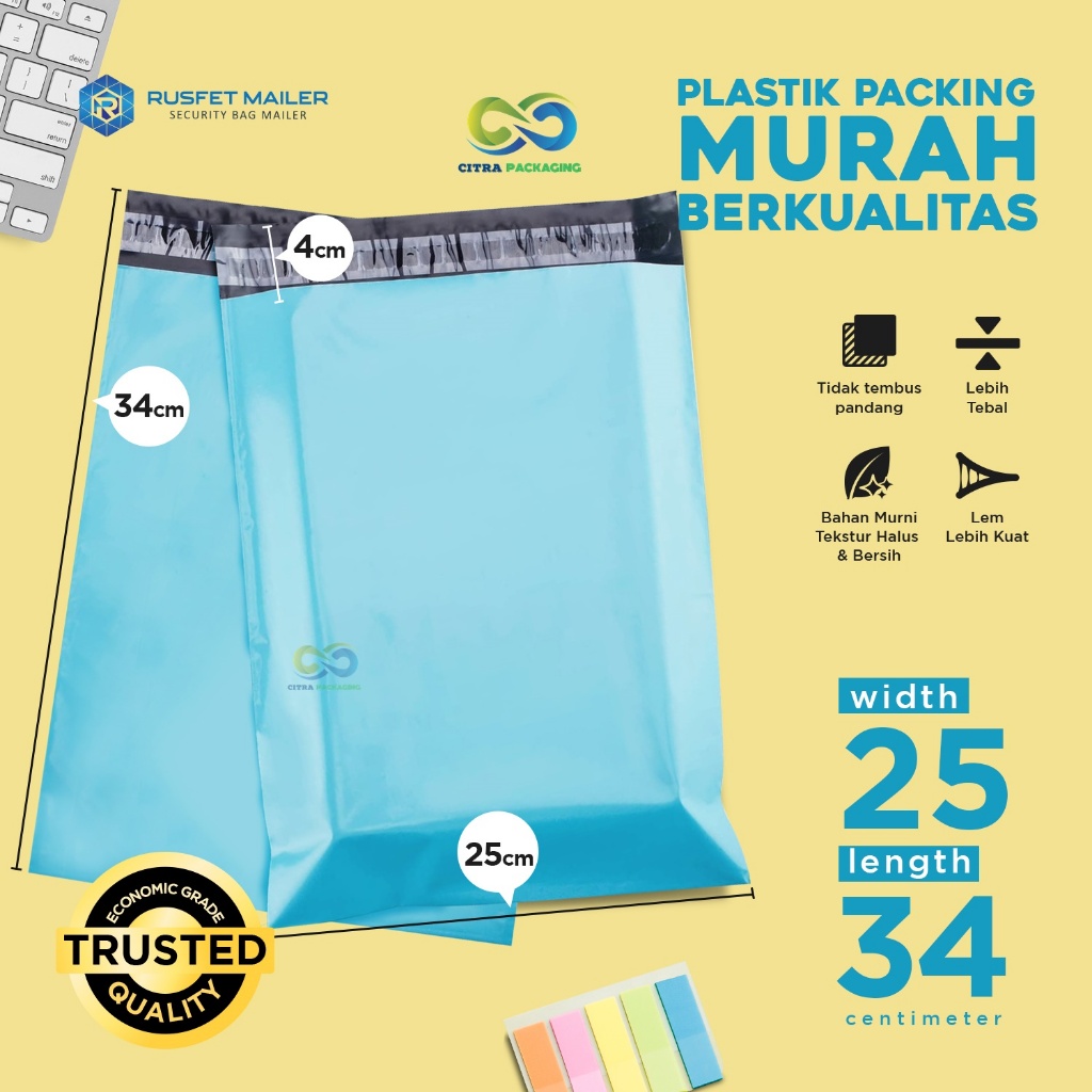 

POLYMAILER AMPLOP PACKING ONLINE TERMURAH - ISI 100 LEMBAR 25 X 35 Baby Blue