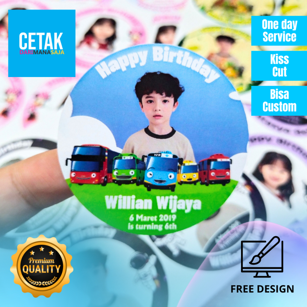 

5-7 Sticker Bulat Ulang Tahun Anak Stiker Ultah Free Design Template Birthday Chromo Murah