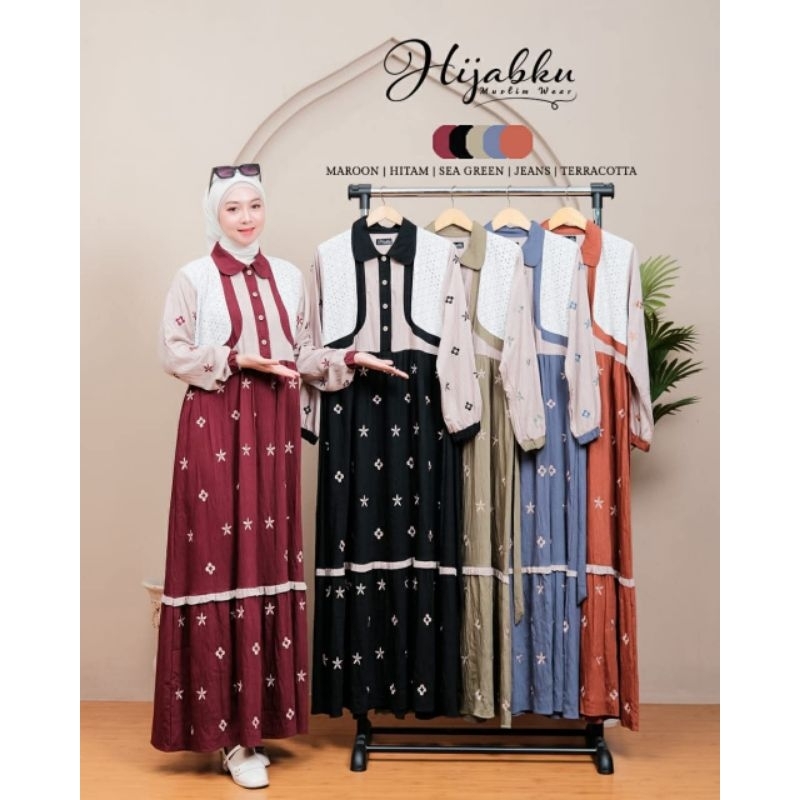 GAMIS ORI HIJABKU BAHAN TIFFANY PREMIUM YUMNA DRESS BY HIJABKU