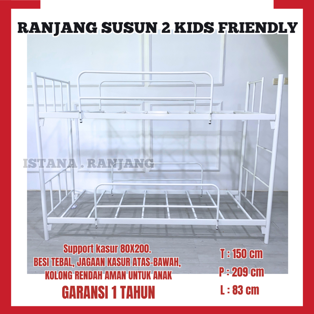 Ranjang Tingkat Anak dan Dewasa Bunkbed Besi Garansi 1 Tahun