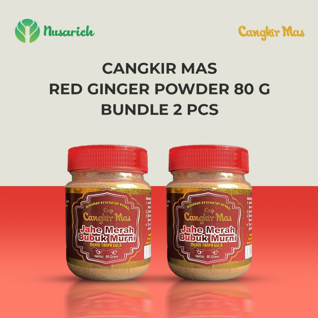 

Cangkir Mas Jahe Merah Bubuk Murni 80 Gram (tanpa gula) Paket Promo 2 Pcs