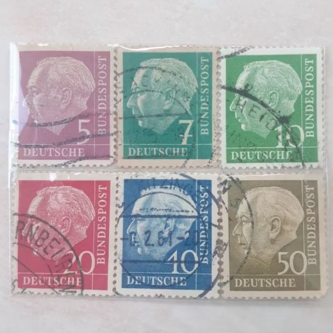 

Perangko Jerman Federal President Theodor Heuss Tahun 1954 set - 6pcs