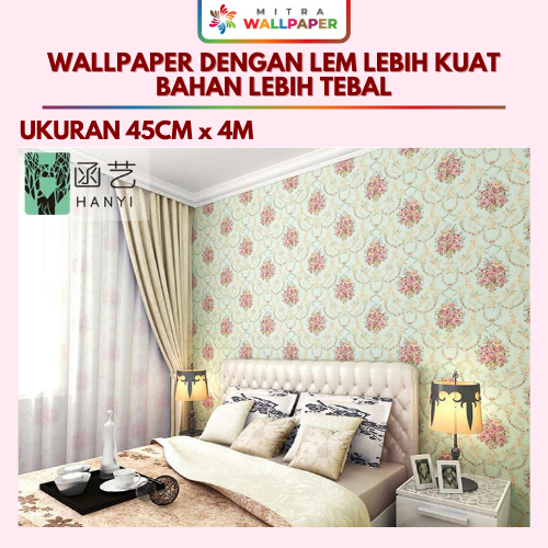 Wallpaper Dinding Shabby Hijau Wallpaper Dinding Kamar Tidur Motif Bunga Shabby Hijau Wallpaper Dind