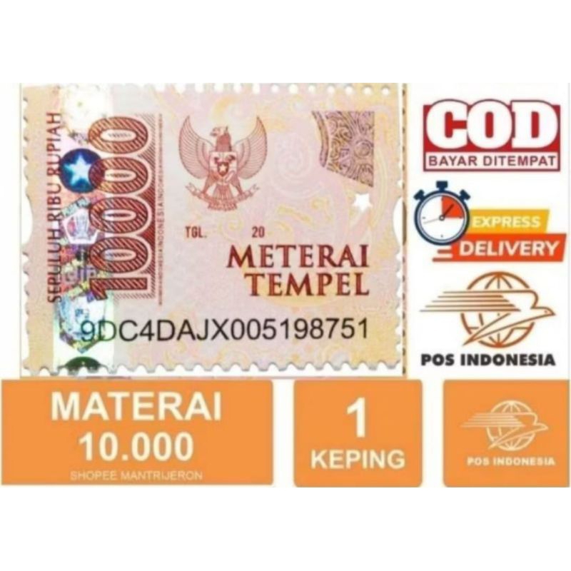 

baru satuan materai 10000 10ribu meterai Sepuluh Ribu tempel