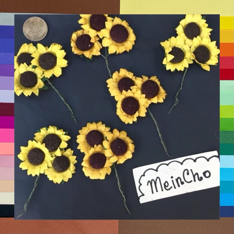 Bunga Matahari Kertas Sunflower Sun Flower Paper Flower Kuntum Suyok Aplikasi Mahar Rustik