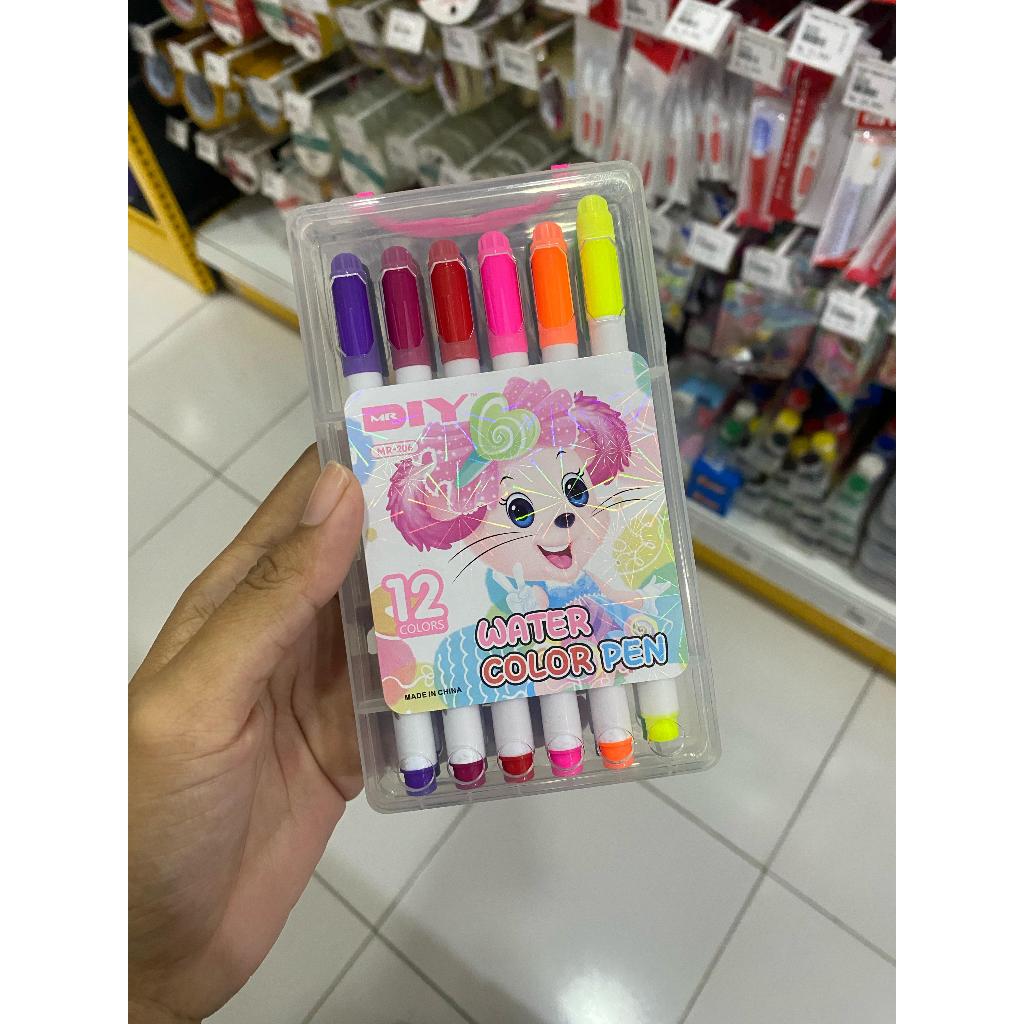 

Watercolor Pen 12pcs Set Pen Warna Air Anak Gambar Lucu Mr Diy