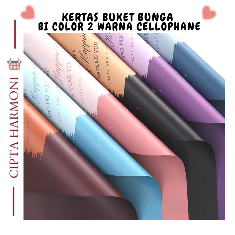 

20 LEMBAR FLOWER WRAPPING PAPER Bi COLOR 2 WARNA CELLOPHANE KERTAS BUNGKUS BUNGA/KADO KB047