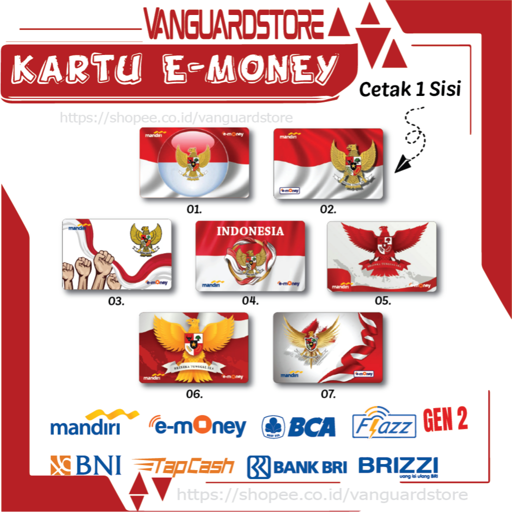 KARTU E MONEY E TOLL GARUDA INDONESIA KUMPULAN 34 EMONEY MANDIRI FLAZZ BCA BNI TAPCASH BRIZZI BRI