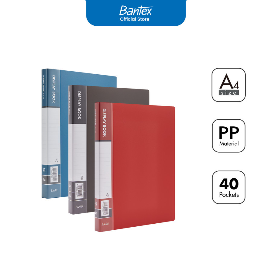

Bantex Display Book / Clear Holder A4 40 Pocket Bahan PP Anti-Static Warna Klasik # BF4104