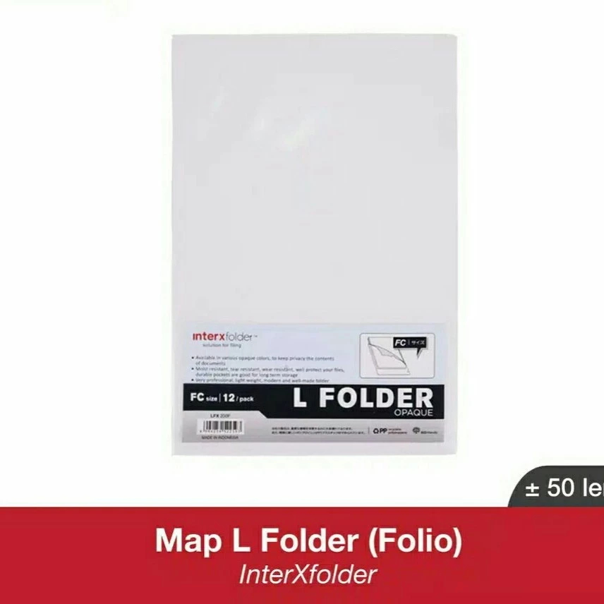 

(1 PCS) MAP L BENING TRANSPARAN INTER-X CLEAR SLEEVES F4 FOLDER KERTAS DOKUMEN PLASTIK FOLIO