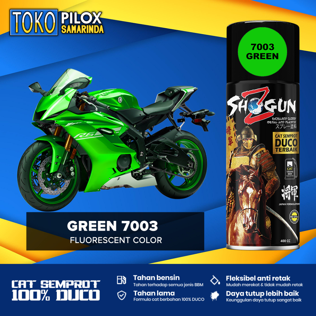 Cat Semprot Pilox Hijau Stabilo Flourescent Tahan Bensin - Shogun Z Duco Green 7003