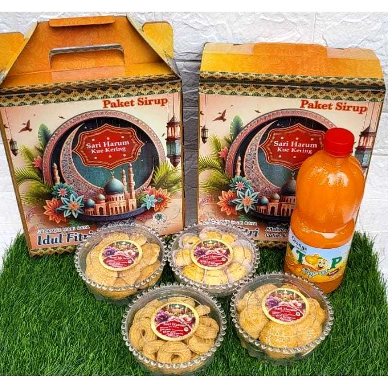 

Sari Harum paket sirup dan 4 kue kering lebaran - Parcel lebaran - Parsel kue