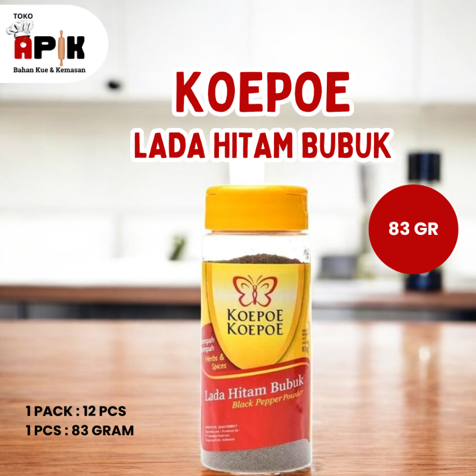 

Koepoe Lada Hitam Bubuk / Black Pepper Powder 83 gram / Koepoe Bumbu kupu - Botol Besar
