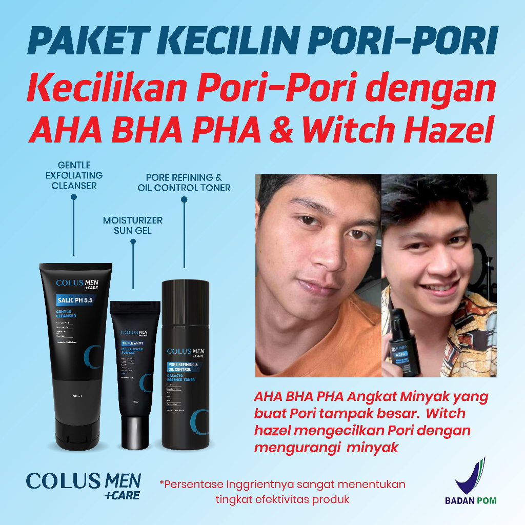 COLUS MEN Paket Skincare KECILIN PORI-PORI | Skincare Pria Gigawhite 5%| Sabun Muka Pria | Sabun Waj