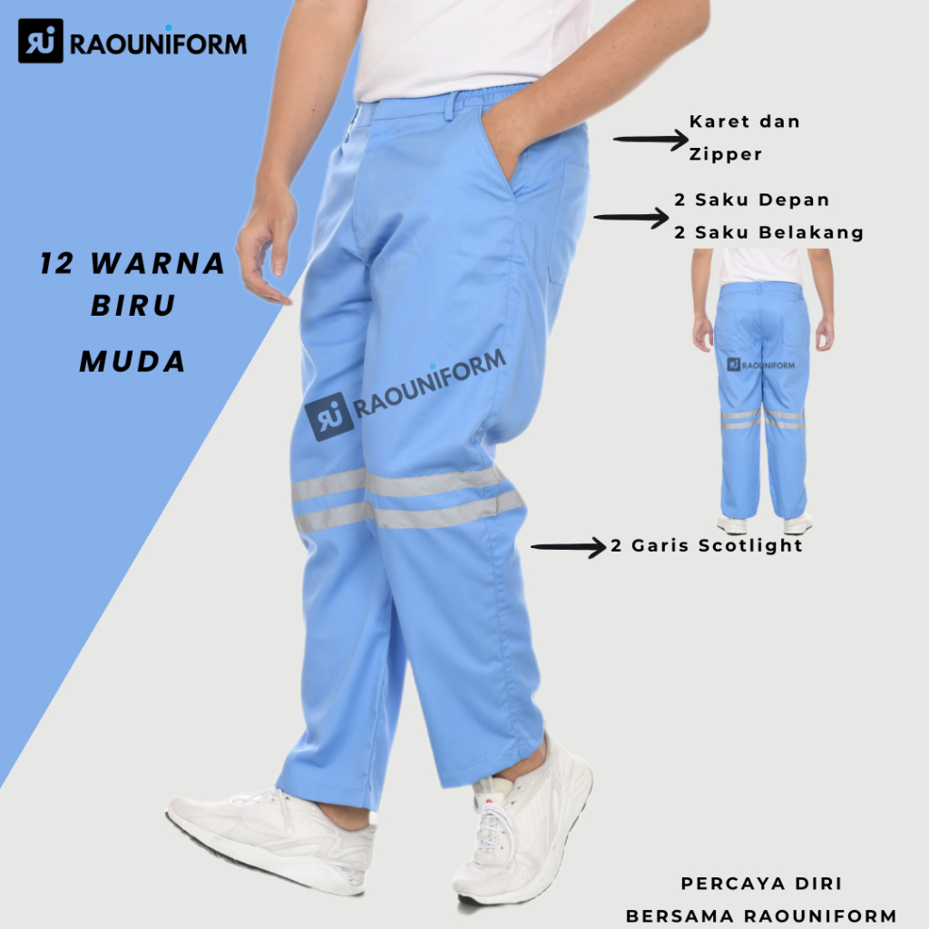 Rao Uniform Celana Safety Biru Muda Bawahan Wearpack