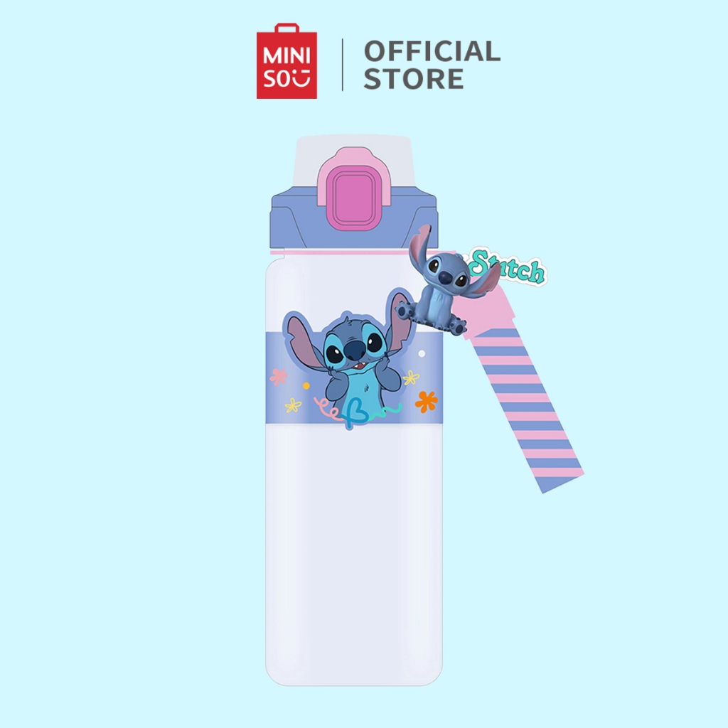 Miniso x Disney Lilo & Stitch Collection Botol Plastik Plastic Bottle with Strap and Sleeve  800ml