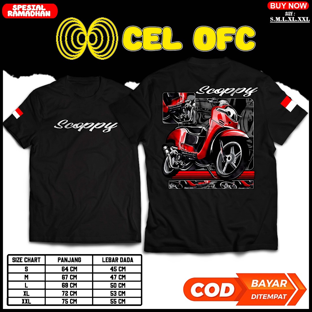CEL OFC BAJU KAOS ATASAN HONDA SCOOPY STYLE DISTRO ORIGINAL MURAH KAOS MEKANIK MOTOR KAOS RACING KAO