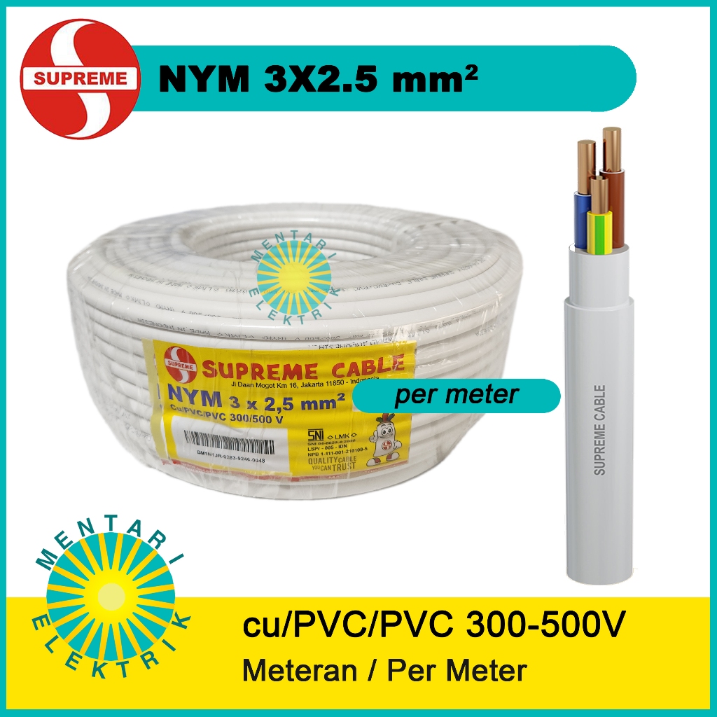 Kabel Supreme NYM 3x2.5 3x2,5 Per Meter Meteran