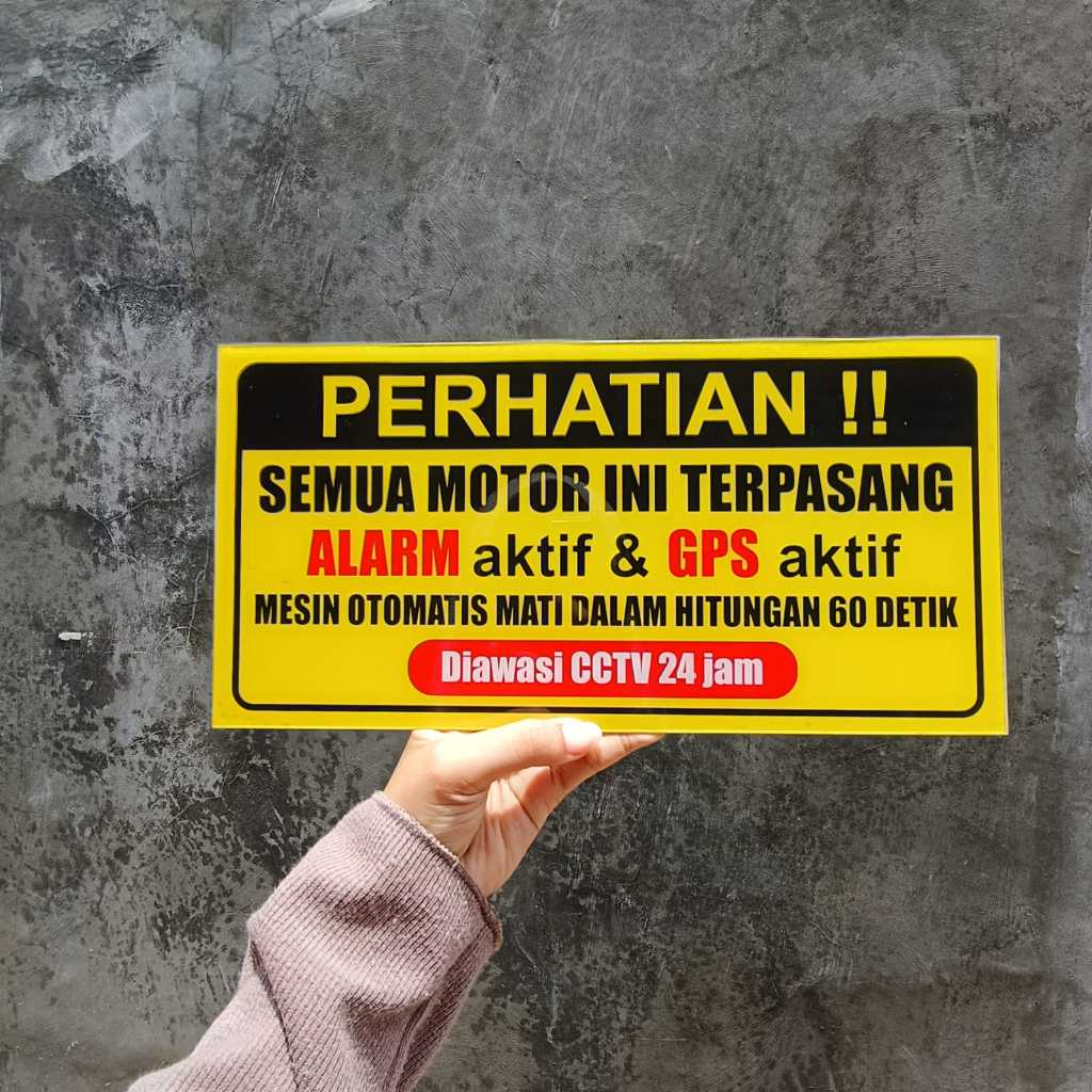 

PAPAN AKRILIK dan STIKER, PAPAN PERHATIAN - PENGAMAN KENDARAAN, CUSTOM, FREE DESAIN ( A 369 )