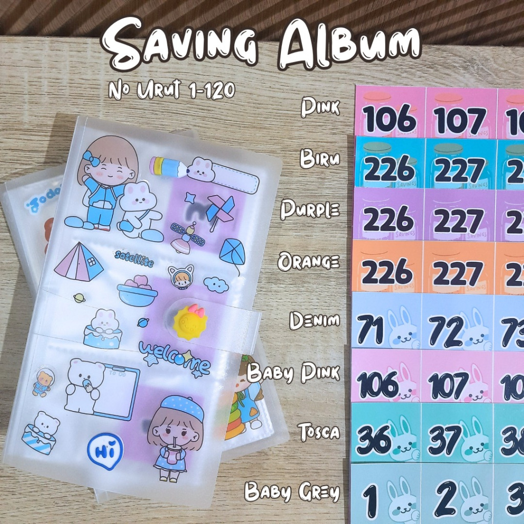 

PAKET ALBUM MENABUNG NO URUT 1-120 / 1-240 saving challenge Nomor Urut