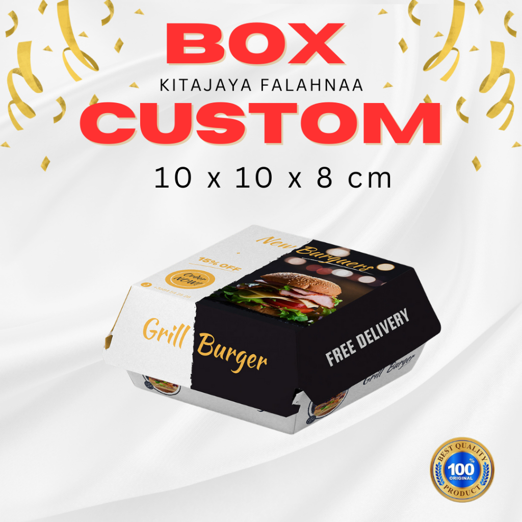 

(FREE DESAIN) CUSTOM BOX BURGER 10x10x8