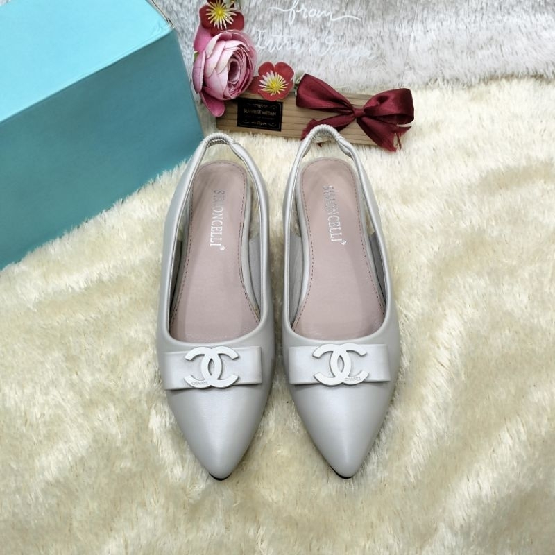 sepatu flat shoes tali belakang wanita