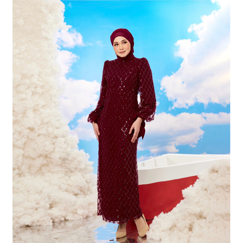 sevilla dress leeyanarahman baju kurung malaysia warna maroon baju pesta baju melayu baju mewah