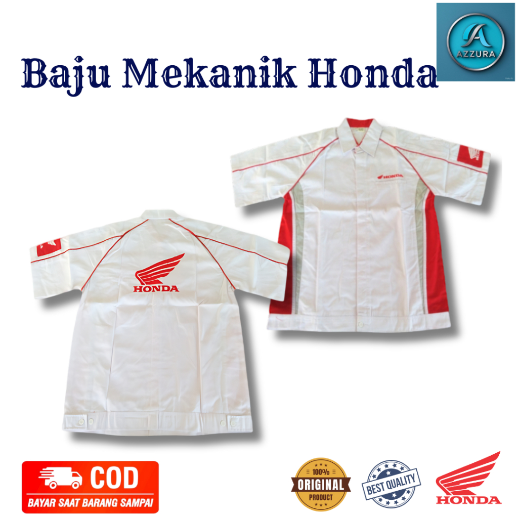 Baju Mekanik Honda | Baju Bengkel Honda | Baju Mekanik Putih | Baju Pria Mekanik|Wearpack Pria Honda