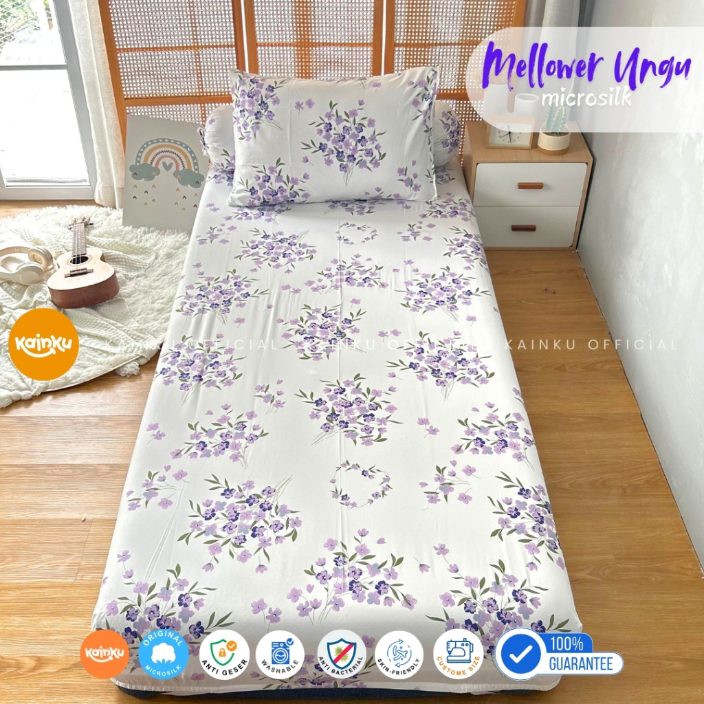 Sprei Bamboo Microfiber Motif Mellower Ungu