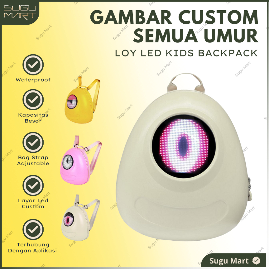 Loy Led Kids Backpack Waterproof | Tas Led Backpack Anak | Tas Led Waterproof | Tas Ransel Anak Led 