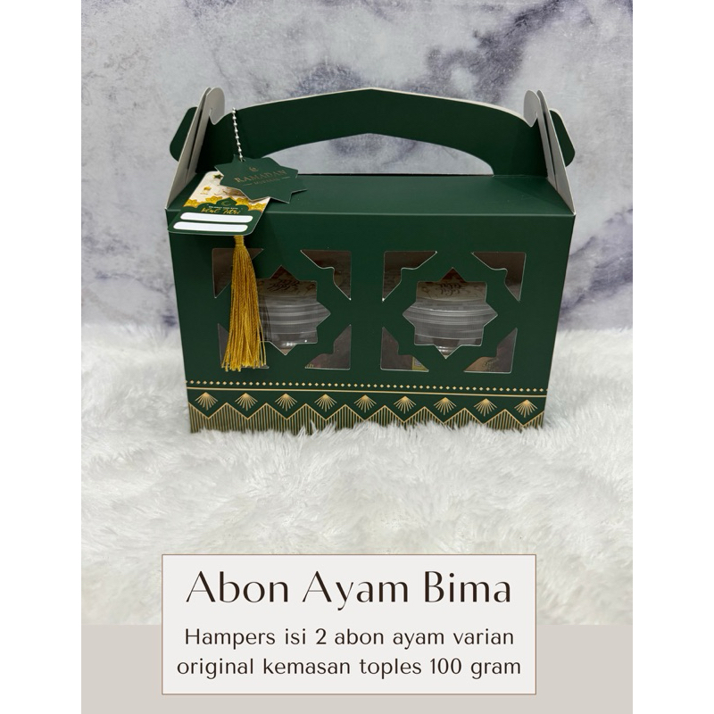 

HAMPERS LEBARAN IDUL FITRI 2025 - ABON AYAM BIMA - ISI 2 TOPLES 100GR ABON AYAM ORIGINAL