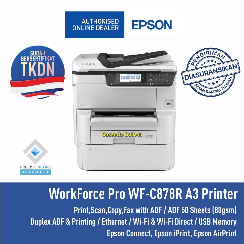 Printer Fotokopi Epson WF-C878R WFC878R C878R 35 PPM Wifi