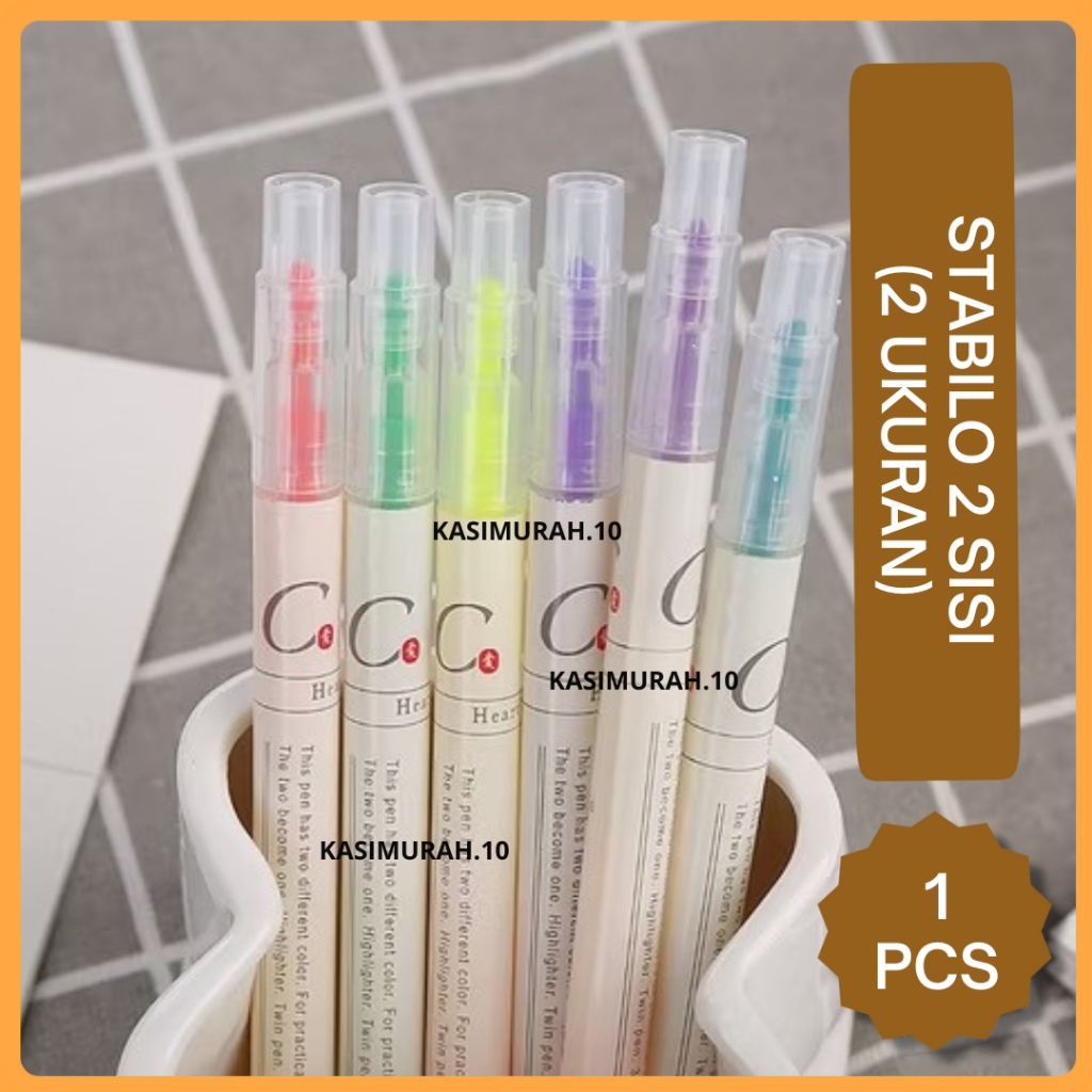 

Stabilo 2 Sisi Warna / Highlighter 2 Tip / Stabilo Kerja / Highlighter Sekolah / Alat Tulis
