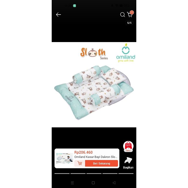 Preloved kasur bayi omiland dakron sloth hijau series