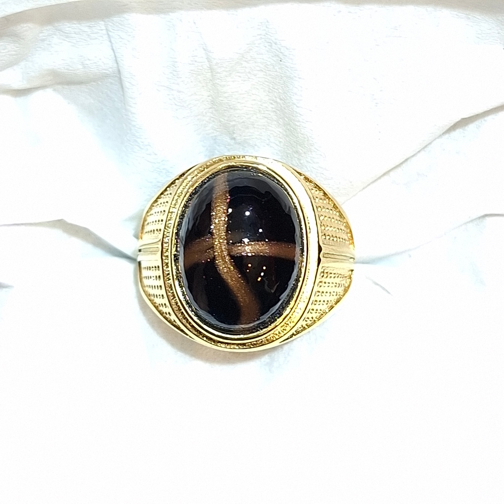 Cincin Batu Tapak Jalak Garis Emas Super Quality dan Super Kualitas Dim 12×16