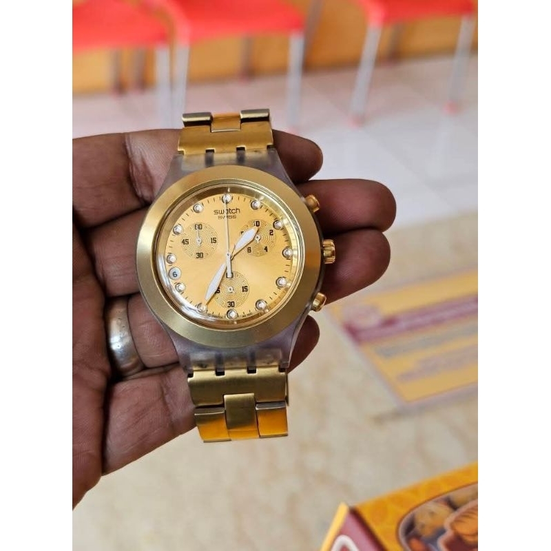 SWATCH Irony Chrono DIAPHANE Gold SVCK4032G ORIGINAL (Mint Condition)