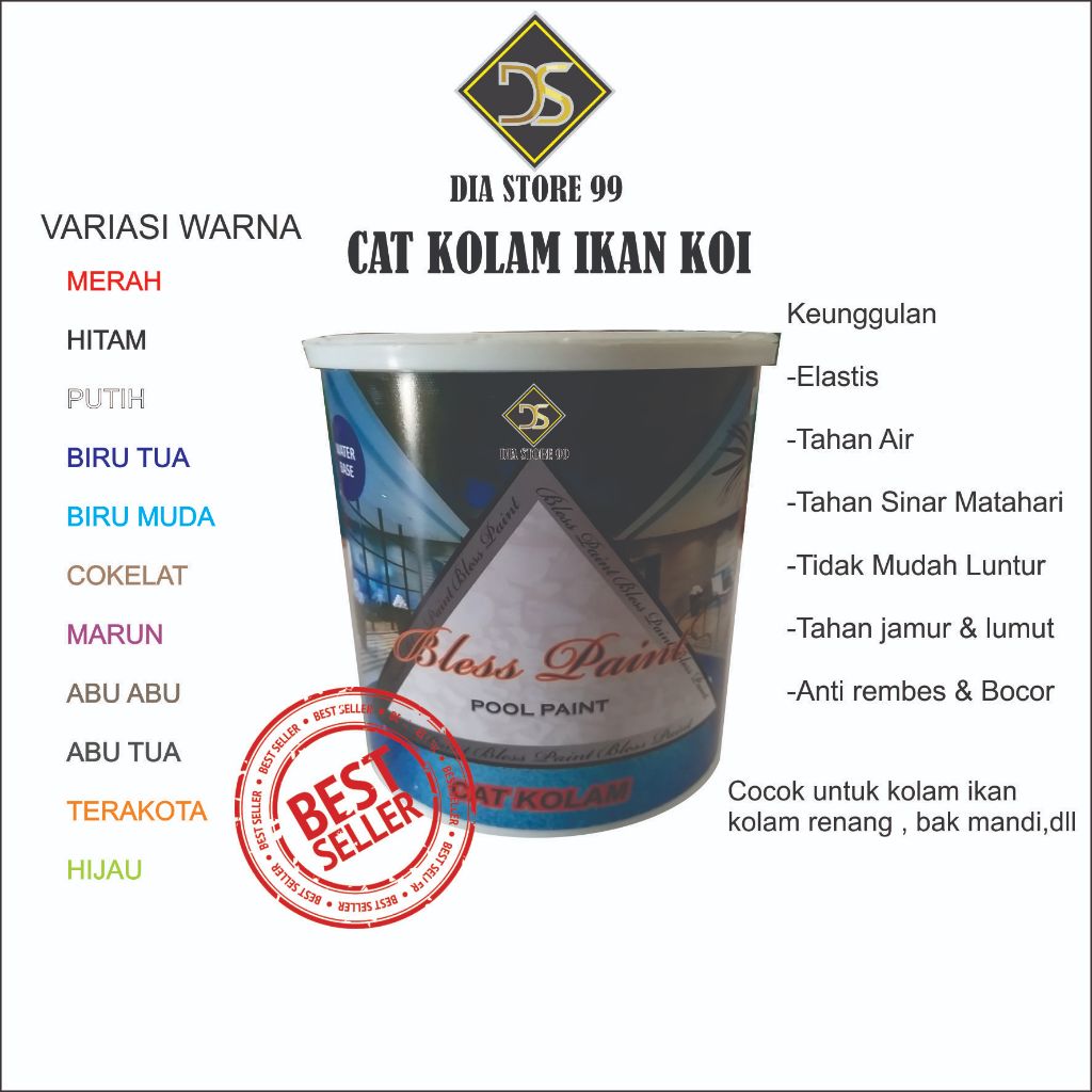 Cat untuk kolam ikan kolam renang genteng talang merk  Bless Paint Pool Pain 1kg Anti bocor  Murah